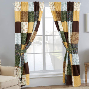 Huitt Country Farmhouse Vintage Floral Patchwork Window Curtain Panel/Drapes