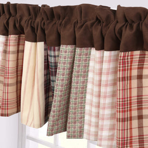 Jakob Plaid Brody Brown Stripe Patchwork Window Valance