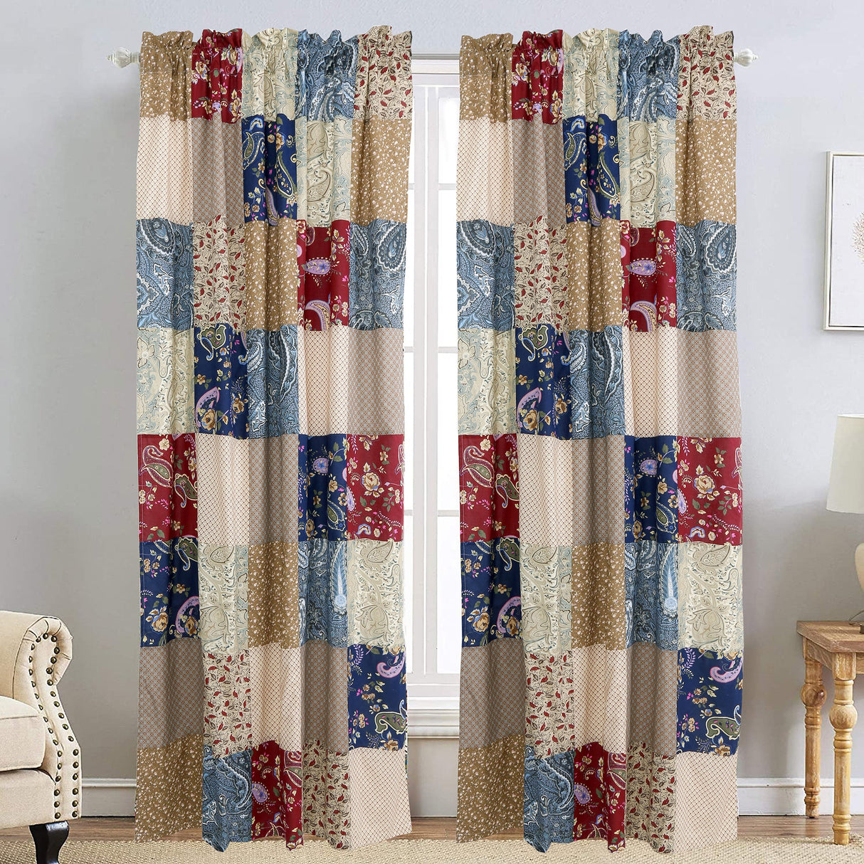 Hyler Sanders Floral Paisley Real Patchwork 3-Piece Cotton Reversible Quilt Bedding Set