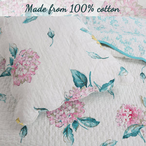 Lowe Floral Scalloped 3-Piece Cotton Reversible Quilt Bedding Set