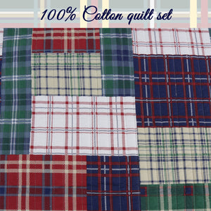 Hepler Plaid Print Patchwork Cotton Reversible Quilt Bedding Set
