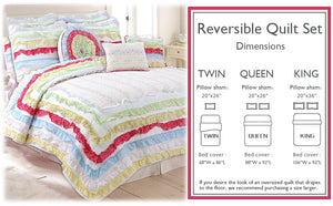 Petri Ruffle Lace Cotton Reversible Quilt Bedding Set