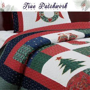Merry Christmas Reversible Quilt Bedding Set