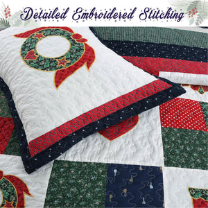 Merry Christmas Reversible Quilt Bedding Set