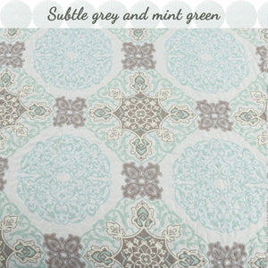 Light Green Damask 3-Piece Reversible Quilt Bedding Set