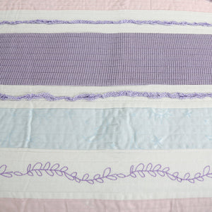 Lavender Pink Blue Chic Ruffle Girl Cotton Reversible Quilt Bedding Set