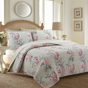 Modern Blooming Floral 3-Piece Reversible Quilt Bedding Set