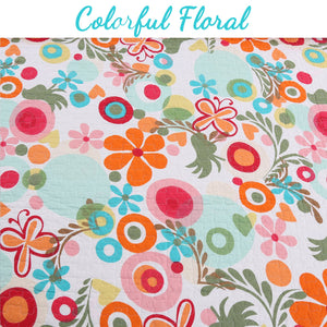 Floral Whimsy Colorful Reversible Quilt Bedding Set