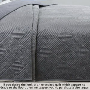 Soft Velvet Basket Weave Stripe Solid Blue or Grey 3-Piece Reversible Quilt Bedding Set