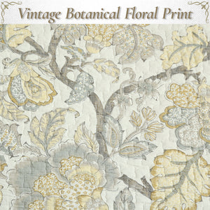 Autumn Floral Foliage Brown Beige Gold Cotton 3 Piece Quilt Bedding Set