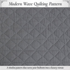 Square Checkered Crisp Clean Solid Chic Gray 3 Piece Cotton Reversible Quilt Bedding Set