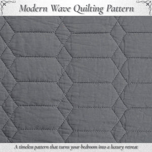 Diamond Honeycomb Solid Chic Gray 3 Piece Cotton Reversible Quilt Bedding Set