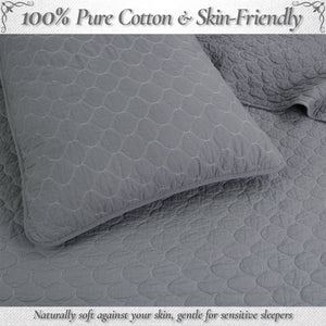 Ogee Classic Solid Chic Gray 3 Piece Cotton Quilt Bedding Set