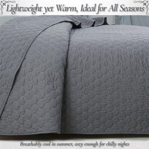 Ogee Classic Solid Chic Gray 3 Piece Cotton Quilt Bedding Set