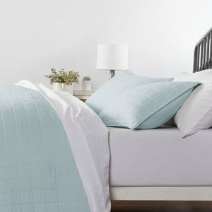 3 Piece Microfiber Farmhouse Coverlet Bedspread Set Light Blue, Full/Queen