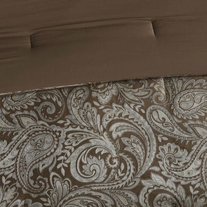 California King 12-piece Reversible Cotton Comforter Set in Brown and Blue
