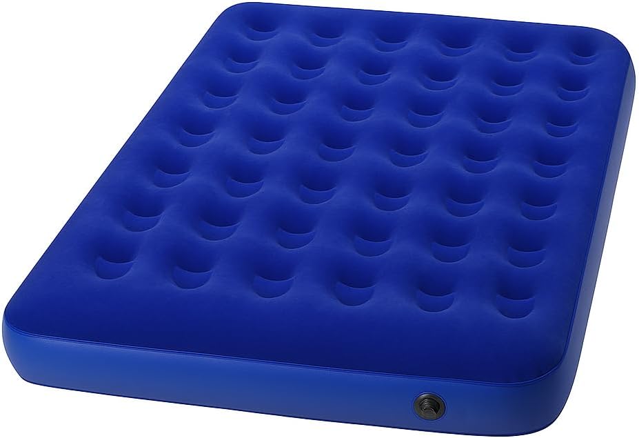 Air Mattress 48 Coil Luxury Flocked Design with Air Pump in Blue