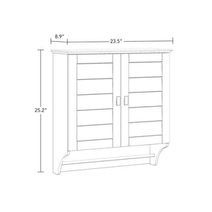 Wall Mounted Bathroom Medicine Cabinet with Louver Doors and Towel Bar in White