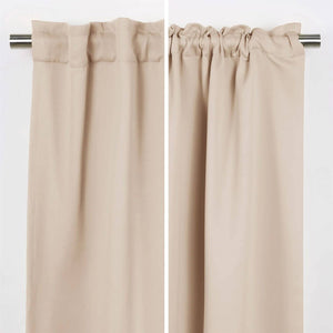 52 x 126 inch Solid Beige Cream Thermal Blackout Curtain Panels - Set of 2