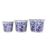 Chinoiserie Floral Hexagon Planter Set – Set of 3 Hand-Painted Ceramic Pots
