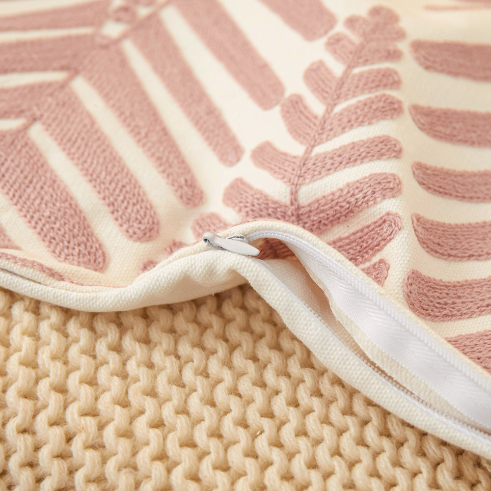 Textured Cotton Blend leaf tropical design Throw Pillow (With insert) size 18"x18"