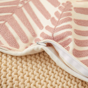 Textured Cotton Blend leaf tropical design Throw Pillow (With insert) size 18"x18"