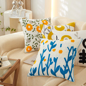 18"x18" Sunshine Blossom Whimsical Floral FULL set of Throw Pillow with insert