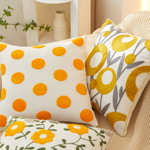 Sunshine Blossom Whimsical Floral Square Throw Pillow (With 450g insert) 18''x18'' set of 2