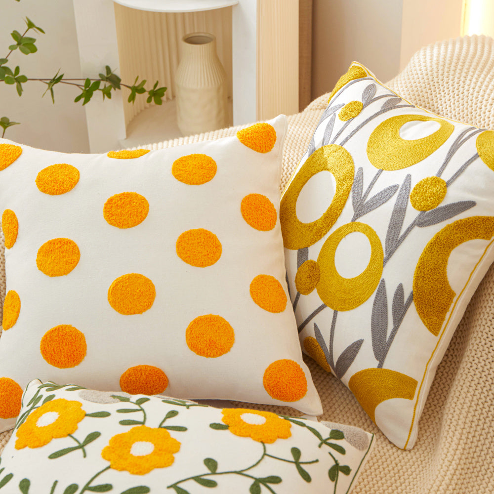 Sunshine Blossom Whimsical Floral Square Throw Pillow covers 18''x18'' set of 2  )