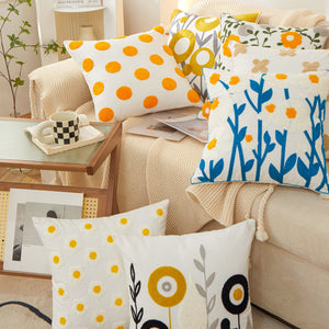 Sunshine Blossom Whimsical Floral Square Throw Pillow (With 450g insert) 18''x18'' set of 2