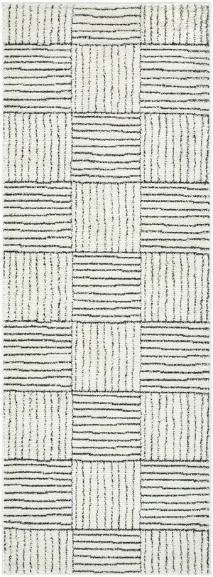 Modern Scandi High Pile Ivory/Black Architect I Area Rug