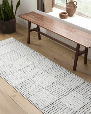Modern Scandi High Pile Ivory/Black Architect I Area Rug