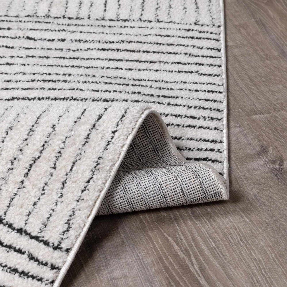 Modern Scandi High Pile Ivory/Black Architect I Area Rug