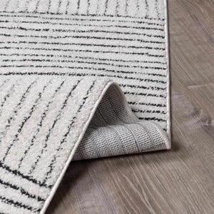 Modern Scandi High Pile Ivory/Black Architect I Area Rug