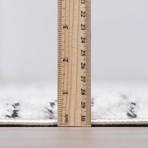 Modern Scandi High Pile Ivory/Black Architect I Area Rug