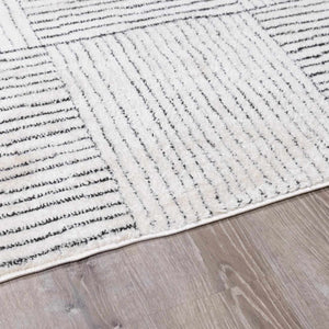 Modern Scandi High Pile Ivory/Black Architect I Area Rug