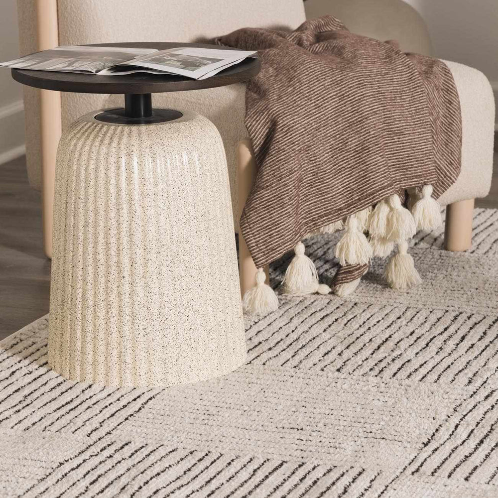 Modern Scandi High Pile Ivory/Black Architect I Area Rug