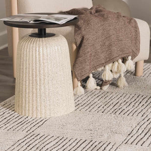 Modern Scandi High Pile Ivory/Black Architect I Area Rug
