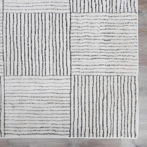 Modern Scandi High Pile Ivory/Black Architect I Area Rug