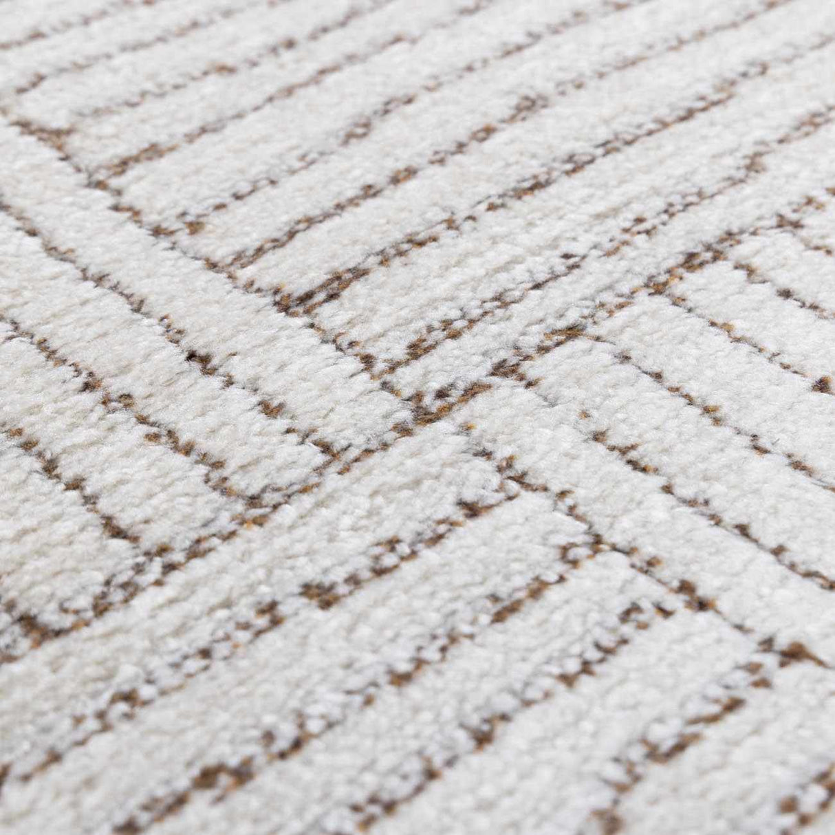 Modern Scandi High Pile Ivory/Dark Brown Architect II Area Rug