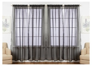 J&V Textiles 4-Pack Value: Solid Sheer Window Curtain Panels