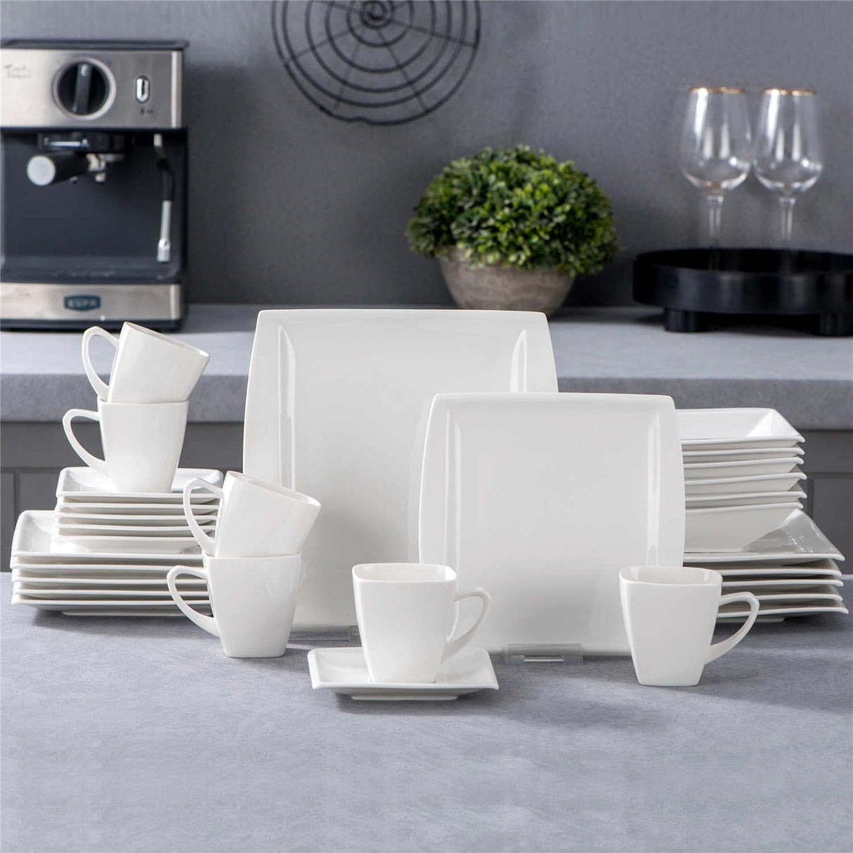 Blance Marble Grey 30 Piece Dinnerware Set
