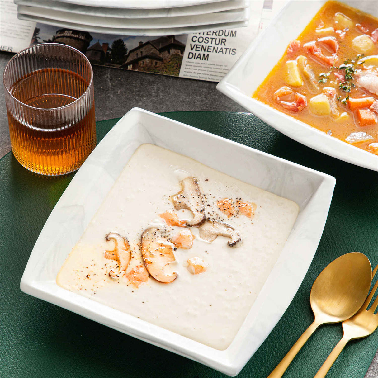 Blance Marble Grey Soup Plates Set of 6