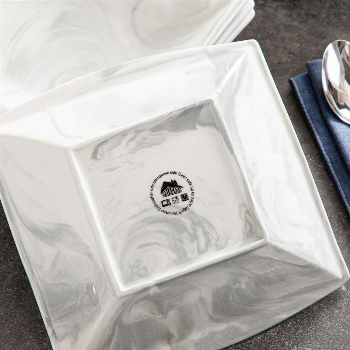 Blance Marble Grey Soup Plates Set of 6