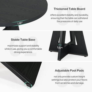 Modern Farmhouse 47-inch Round Kitchen Dining Table in Black Wood Finish