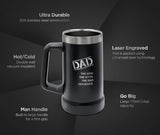 SoHo Funny Beer Mug Gifts for Dad - Stainless Steel Insulated XL 24oz Tumbler Cup with Handle “Dad, Man, Myth, Bad Influence” (Fathers Day/Birthday/Christmas) Gift Boxed