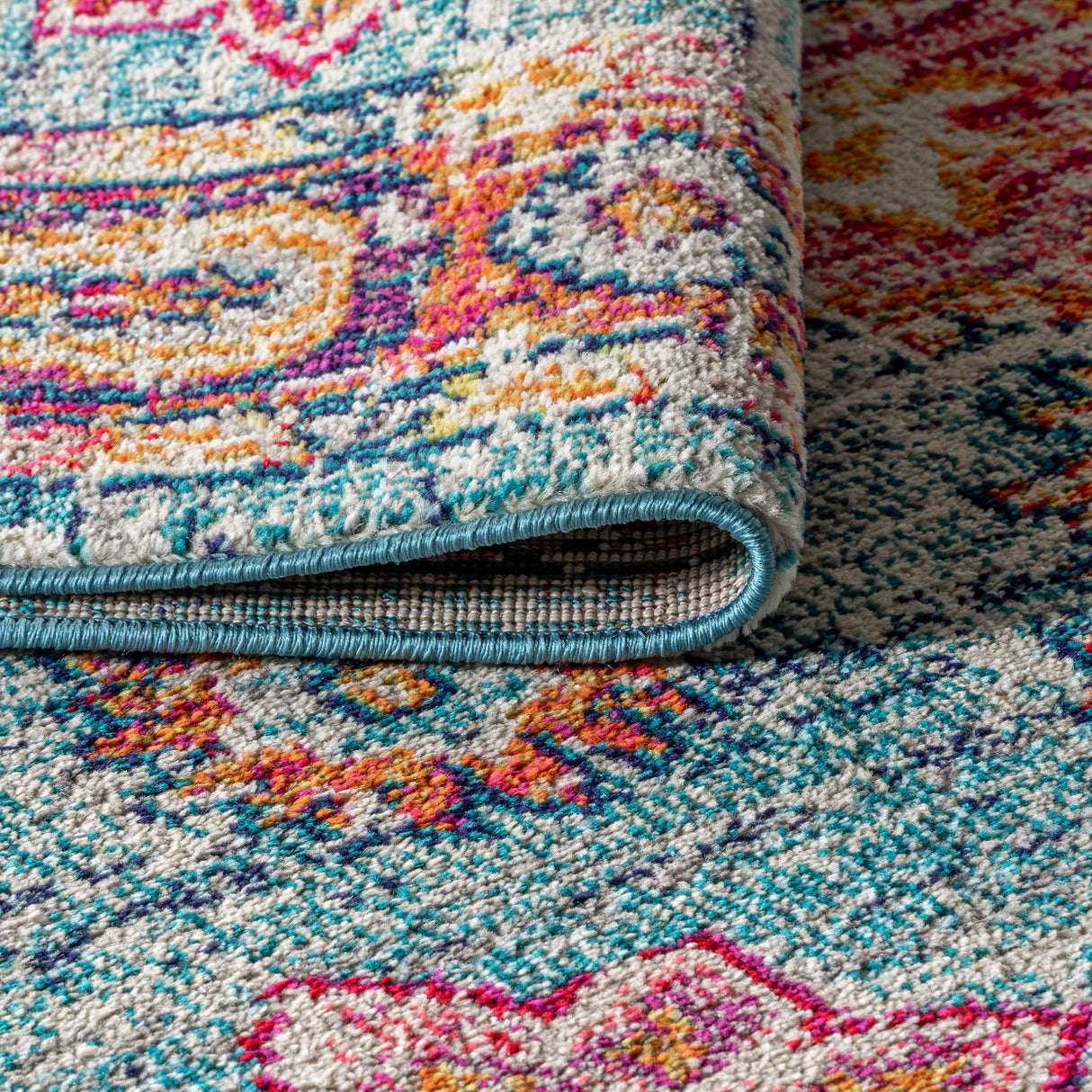 Blue Bohemian FLAIR Boho Vintage Medallion Runner Rug