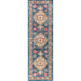 Blue Bohemian FLAIR Boho Vintage Medallion Runner Rug