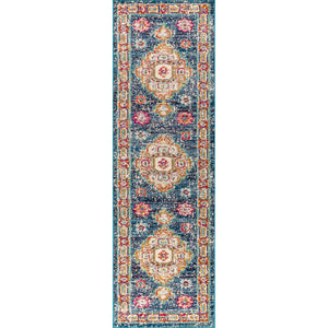 Blue Bohemian FLAIR Boho Vintage Medallion Runner Rug