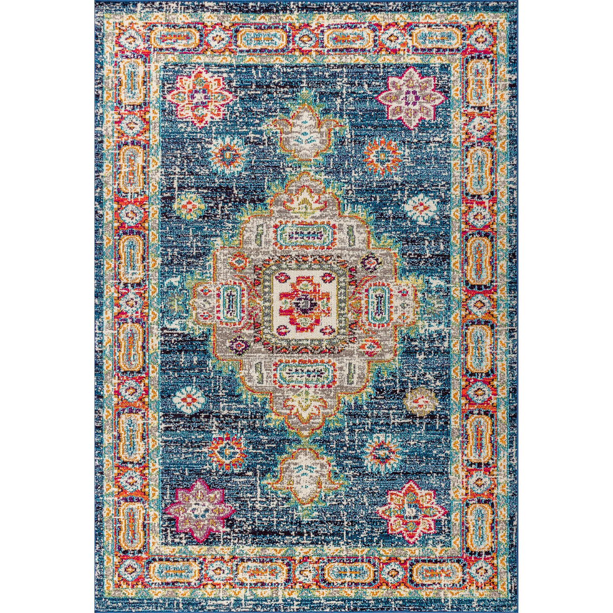 Blue Bohemian FLAIR Boho Vintage Medallion Area Rug